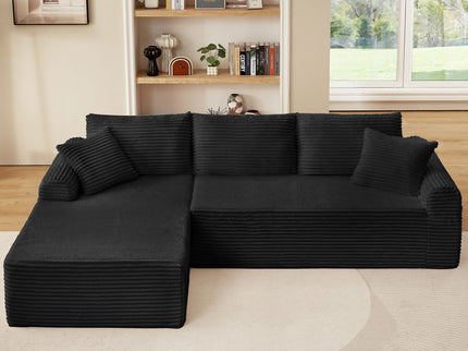 Modular Sectional With Arched Armrests, Includes 3 Back Cushions & 2 Throw Pillows