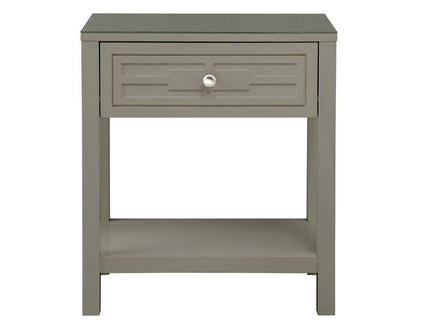 Dylan - Wooden End Side Table Nightstand With Glass Top And Drawer
