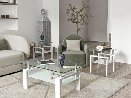 Modern Tempered Glass Tea Table, End Square Table For Living Room