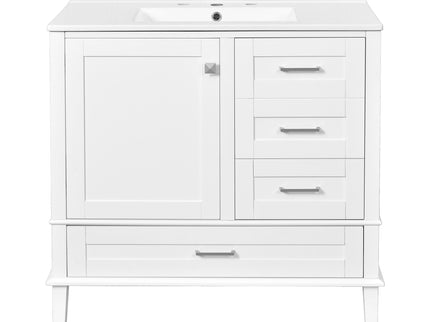 Bathroom Vanity, Modern Bathroom Cabinet With Sink Combo Set, Bathroom Storage Cabinet With A Soft Closing Door And 3 Drawers, Solid Wood Frame