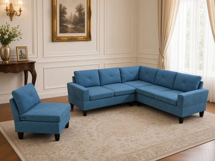 Modular L - Shaped Sectional Sofa 6 Seater 4 Piece Couch With Chaise