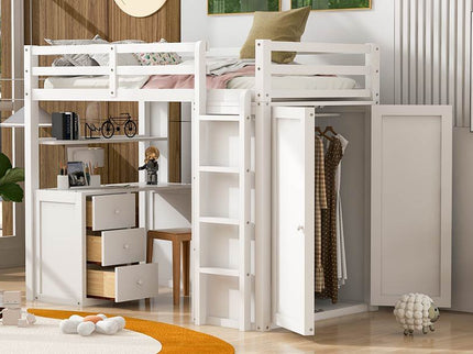 Loft Bed With Drawers, Desk, And Wardrobe