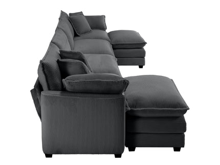 Modular Oversized Cushion Sofa With Ottoman, Low Back, Deep Seating Sofa Set