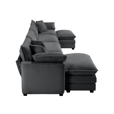 Modular Oversized Cushion Sofa With Ottoman, Low Back, Deep Seating Sofa Set