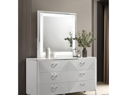 Buckley - 6 Drawer Dresser With Mirror - Gloss White