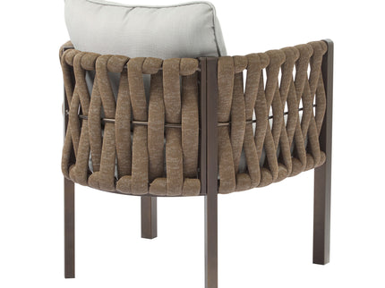 2 Pieces Outdoor Metal Patio Club Chair, Patio Furniture Arm Chair With Cushion, Modern Outdoor Furniture Deep Seating For Porch, Garden, Backyard, Balcony - Brown / Light Gray