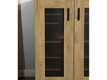 Door Accent Cabinet With Screens - Brown