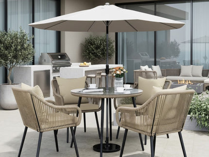5 Piece Twisted Rattan Patio Dining Set With Table