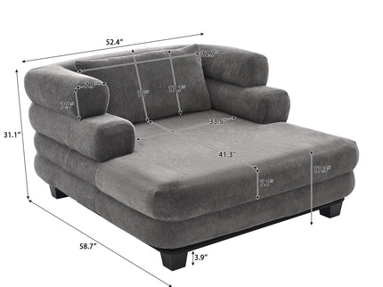 Oversized Chaise Lounge Sofa Bed With Deep Seat And Layered Armrests