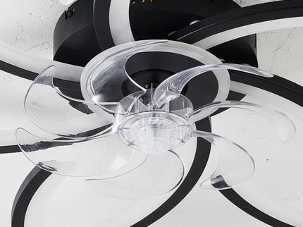 30" Flower 6 Speed Ceiling Fan With Remote Controlled LED Lights, Low Profile Flush Mount Fan