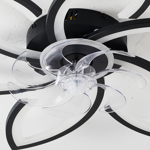 30" Flower 6 Speed Ceiling Fan With Remote Controlled LED Lights, Low Profile Flush Mount Fan