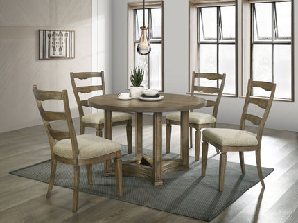 Parfield - 5 Pieces Round Dining Room Set - Light Brown / Oak