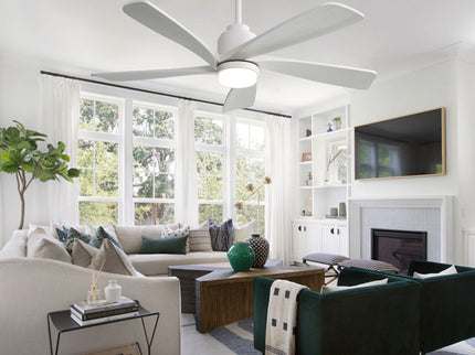 52" Ceiling Fan With Dimmable LED Light, 5 Blades, Reversible DC Motor, Smart Remote Control - White