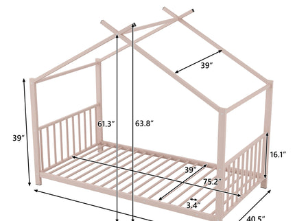 Metal House Platform Bed With Modern Design And Durable Frame