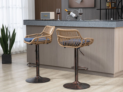 Modern Swivel Bar Stools Adjustable Counter Chairs With Footrest (Set of 2)