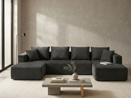U-Shaped Modular Sectional Sofa With Double Chaise, Oversized Deep Seat For Living Room