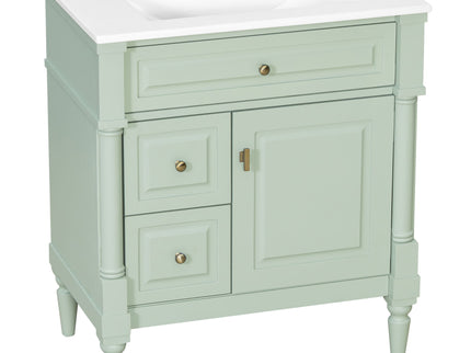 Modern Bathroom Vanity With Sink, Freestanding Cabinet With Flip Drawer & Adjustable Shelf