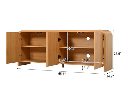 Curved Edge TV Stand With Large Cabinets