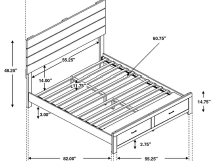 Sher - 4 Piece Queen Bedroom Set With Platform Bed, Nightstand, Dresser & Mirror - Oak