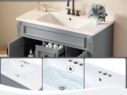 French Simple Style Wall Mounted Bathroom Cabinet With Sink