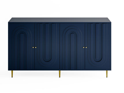 Modern Lacquered 4 Door Cabinet Sideboard Buffet Server Cabinet Storage Cabinet, For Living Room, Entryway, Hallway, Office, Kitchen And Dining Room