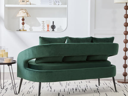 Open Back Loveseat Settee With 3 Pillows