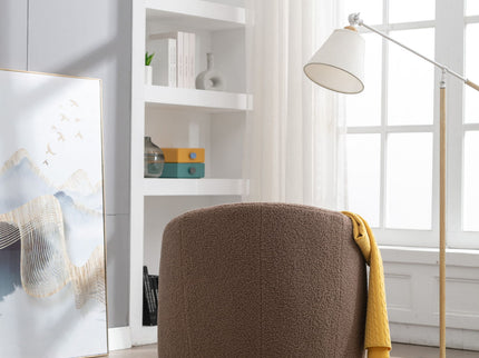 Teddy Fabric Swivel Accent Armchair Barrel Chair With Powder Coating Metal Ring