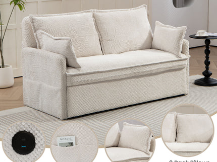 Pull Out Sofa Bed, Convertible Sleeper Sofa Couch, Side Storage, And USB / C - Type Charging Ports Chair