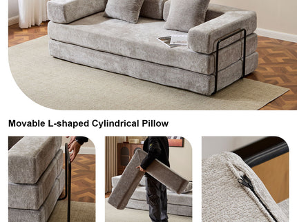 Convertible Floor Sofa Bed With Pillow Back Support Armrest