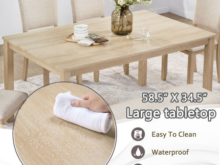 6 Piece Dining Table Set With Bench - Beige / Light Oak