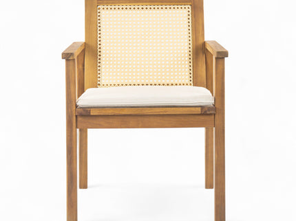 Preston - Outdoor Dining Chair With Cushion (Set of 2) - Teak / Beige