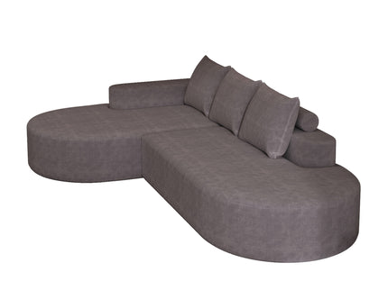 Modern Curved Sofa, L-Shaped Modular Sectional Set With 3 Pillows