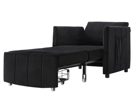 Upholstered Convertible Sleeper Sofa With 5 Position Backrest, Side Pockets, Storage