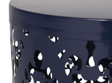 Modern Iron Cut Design End Table (Set of 2) - Navy Blue