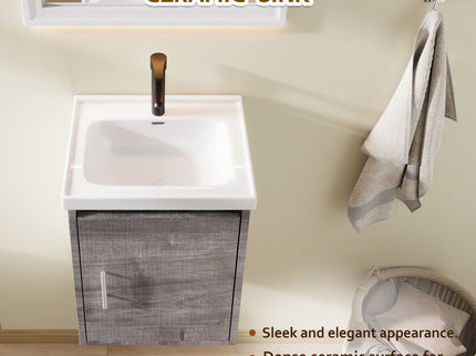 Floating Bathroom Vanity Combo, Wall Mounted Cabinet With Sink & Soft Close Doors For Small Bathrooms