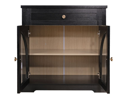 Sideboard Cabinet With 1 Drawer And 2 Arched Doors With Adjustable Shelves For Entryway - Black