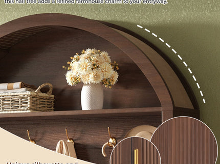 Arched Top Hall Tree With 5 Hooks