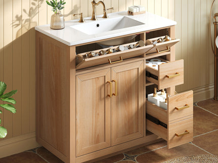 Bathroom Vanity & Sink, Soft Close Doors & Drawers - Wood