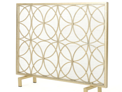 Thayer - Single Panel Iron Fireplace Screen With Geometric Design