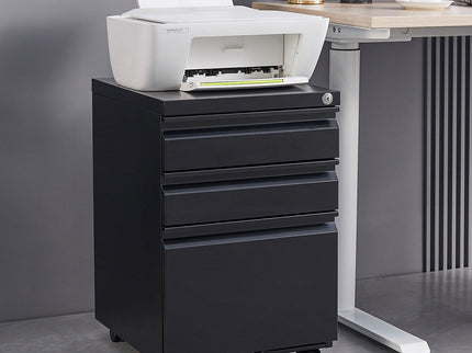 Contemporary 3 Drawer Mobile Filing Cabinet With Lock, Metal Office Storage For Legal / Letter Size