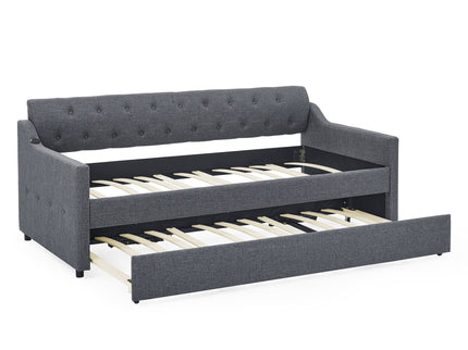 Daybed With Trundle And Storage Drawers, Flat Arms With Pocket