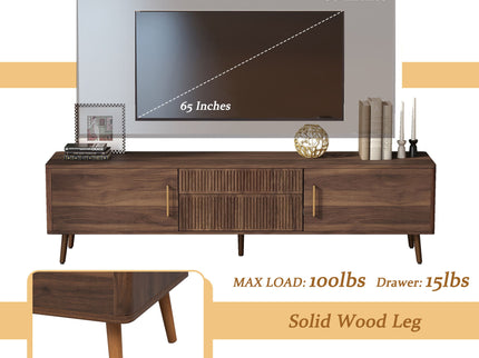 TV Stand With 2 Drawers, Media Console Table For TVs Up To 80'' For Living Room - Walnut
