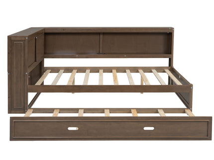 Daybed With Storage Shelves, LED, USB, And Trundle