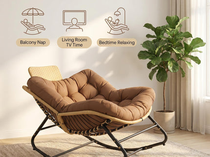 Oversized Papasan Rocking Chair Outdoor With Thick Cushion