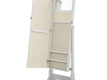 Rosalba - Jewelry Cheval Mirror With Tilting Full Length Mirror And Hidden Storage - Light Gray