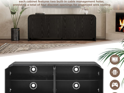 Curved Edge TV Stand With Large Cabinets