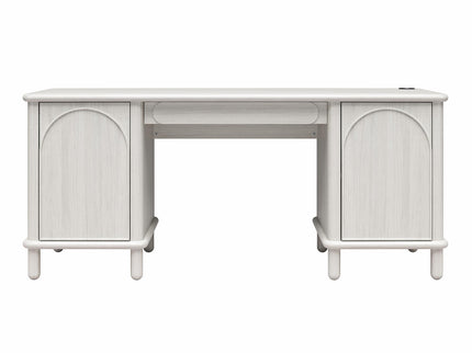 Selena - Double Pedestal Desk - Rustic White