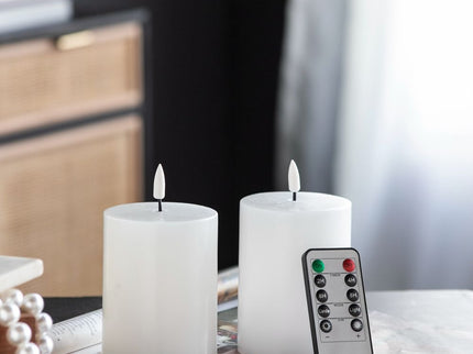 LED Candles With Wick And Remote Control Timer (Set of 2) - White
