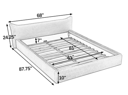 Modern Upholstered Bed Frame With Curved Headboard