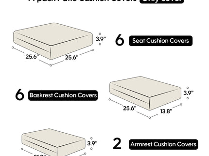 14 Pack Cushion Covers For 7 Piece Wicker Rattan Sectional Sofa